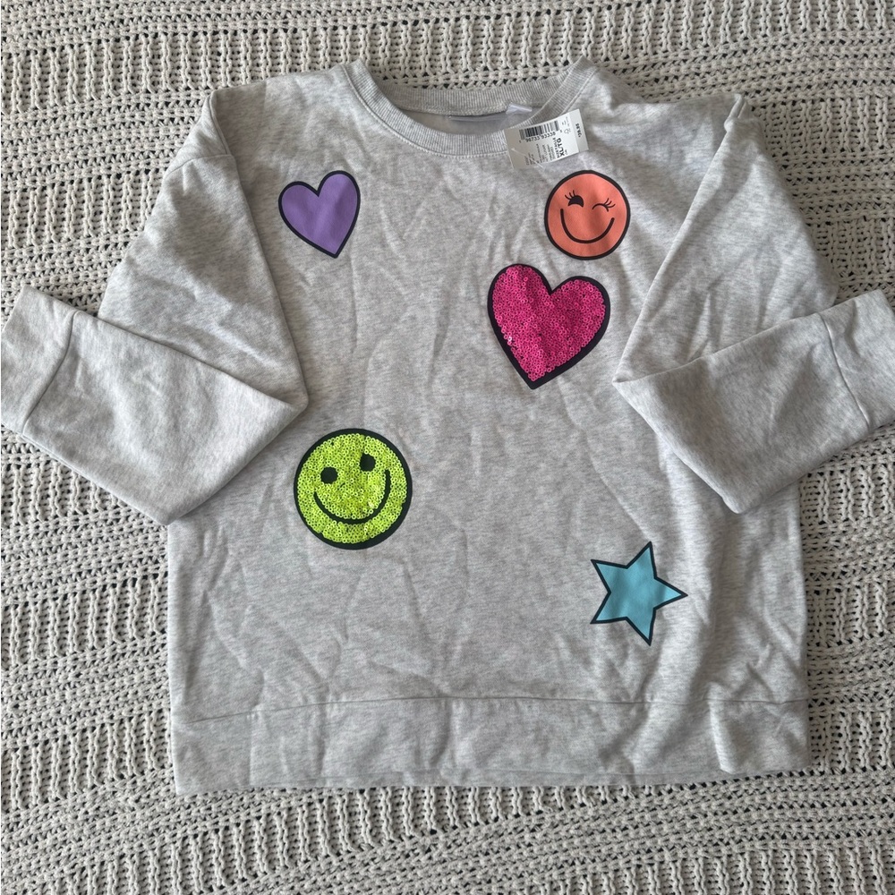 The Children's Place Gray Sweatshirt with Colorful Patches